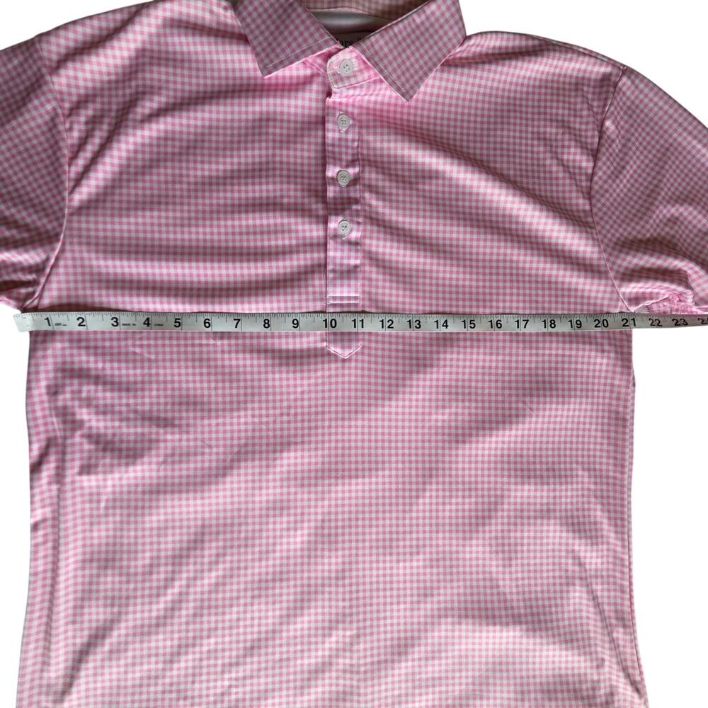 Collars & Co. Semi-spread Collar Polo, Pink Gingham Check sz L, Performance - Picture 7 of 12